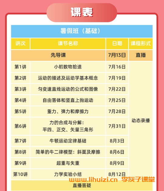 夏梦迪2028届高一物理全年系统班 2025暑秋2026寒春高一物理课程-李灰子课堂 夏梦迪2028届高一物理全年系统班 2025暑秋2026寒春高一物理课程-李灰子课堂
